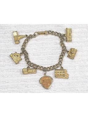 Vintage 1960s Wisconsin Charm Bracelet Buildings Gold Chain Souvenir Jewelry